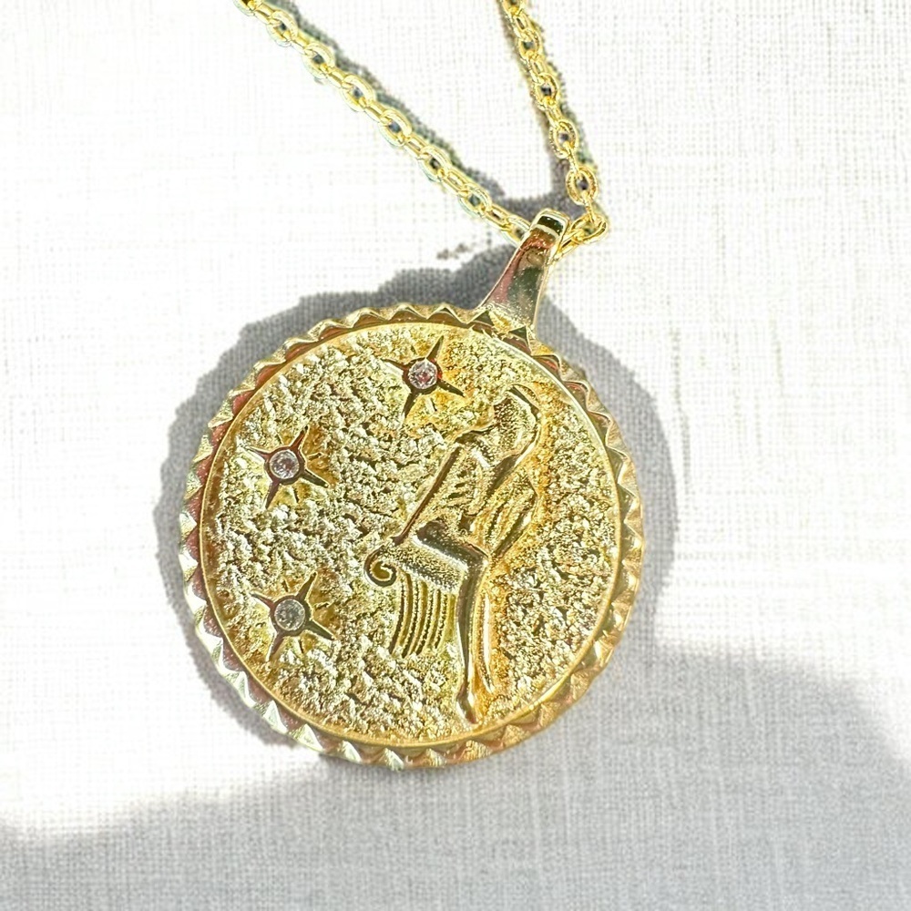 NEW 14K Yellow Gold-Plated Sterling Silver Diamond Accent Virgo Pendant Necklace